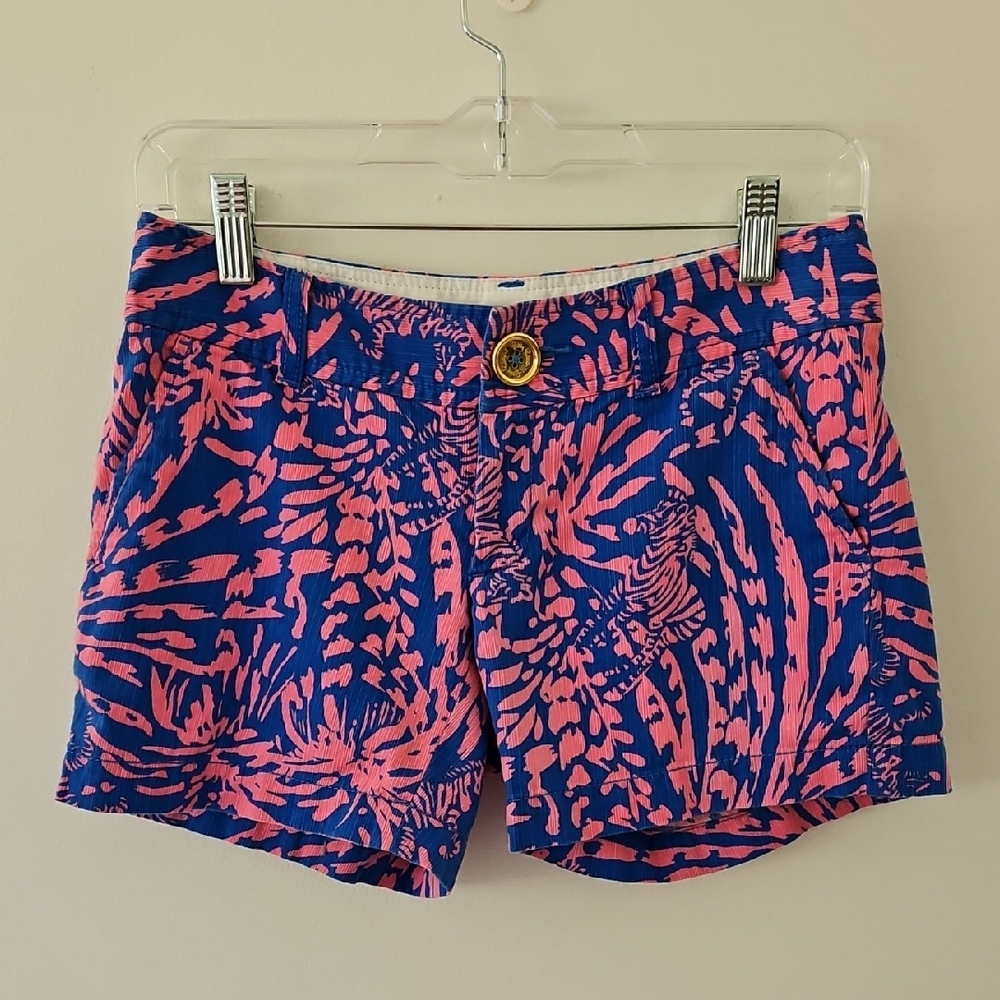 Lilly Pulitzer The Callahan Shorts Zebra Pink Blue Size‎ 00